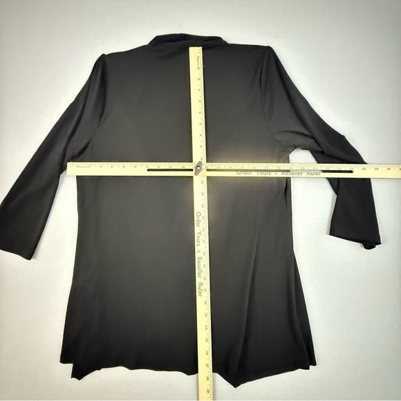 Travel Elements Cardigan Women's Medium Three Quarter Sleeve Open Front Black - Picture 10 of 12